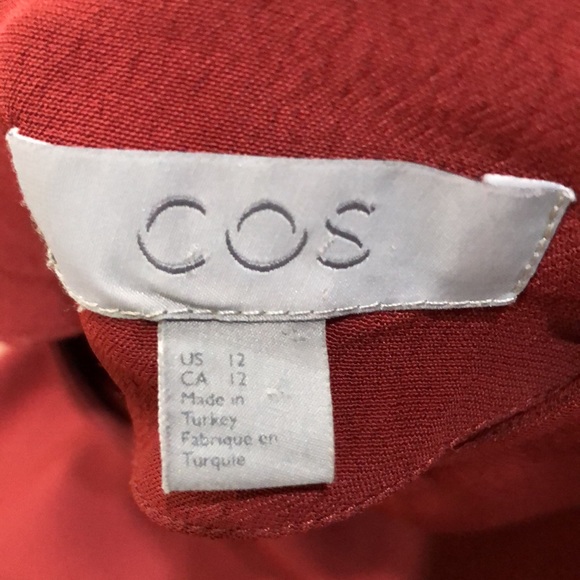 COS Sheath Dress Size 12 Dark Red Burgundy Long Sleeve - Picture 5 of 9